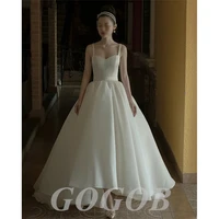 gogob spaghetti straps sleeveless sweetheart r046 sexy backless simple plain wedding dress bride gown vestidos de novia