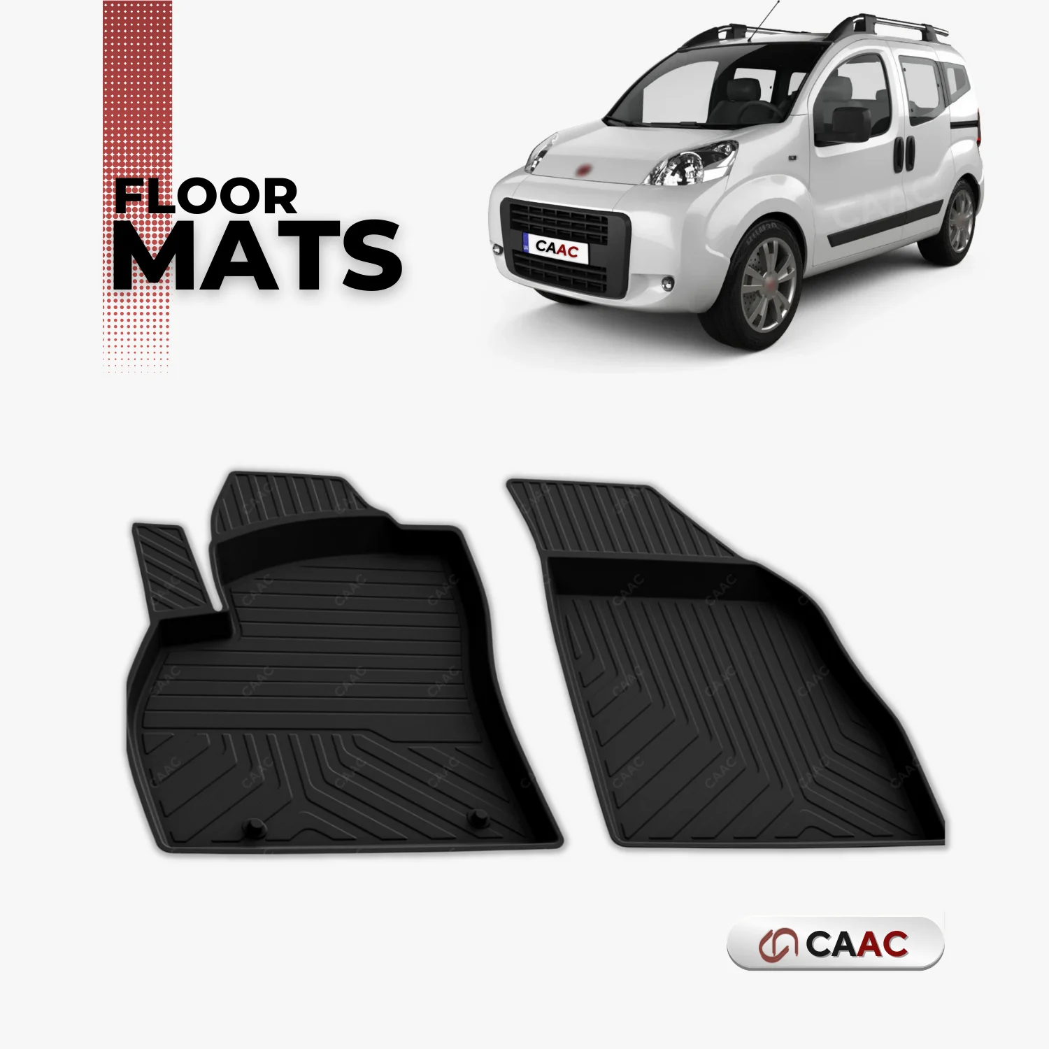 

For Fiat Fiorino/Qubo MINIVAN/MPV 2008-2023 Floor Mats Lining All Air Molded 4D Black 2 Piece Car Front Interior Accessories Non-slip Ornament