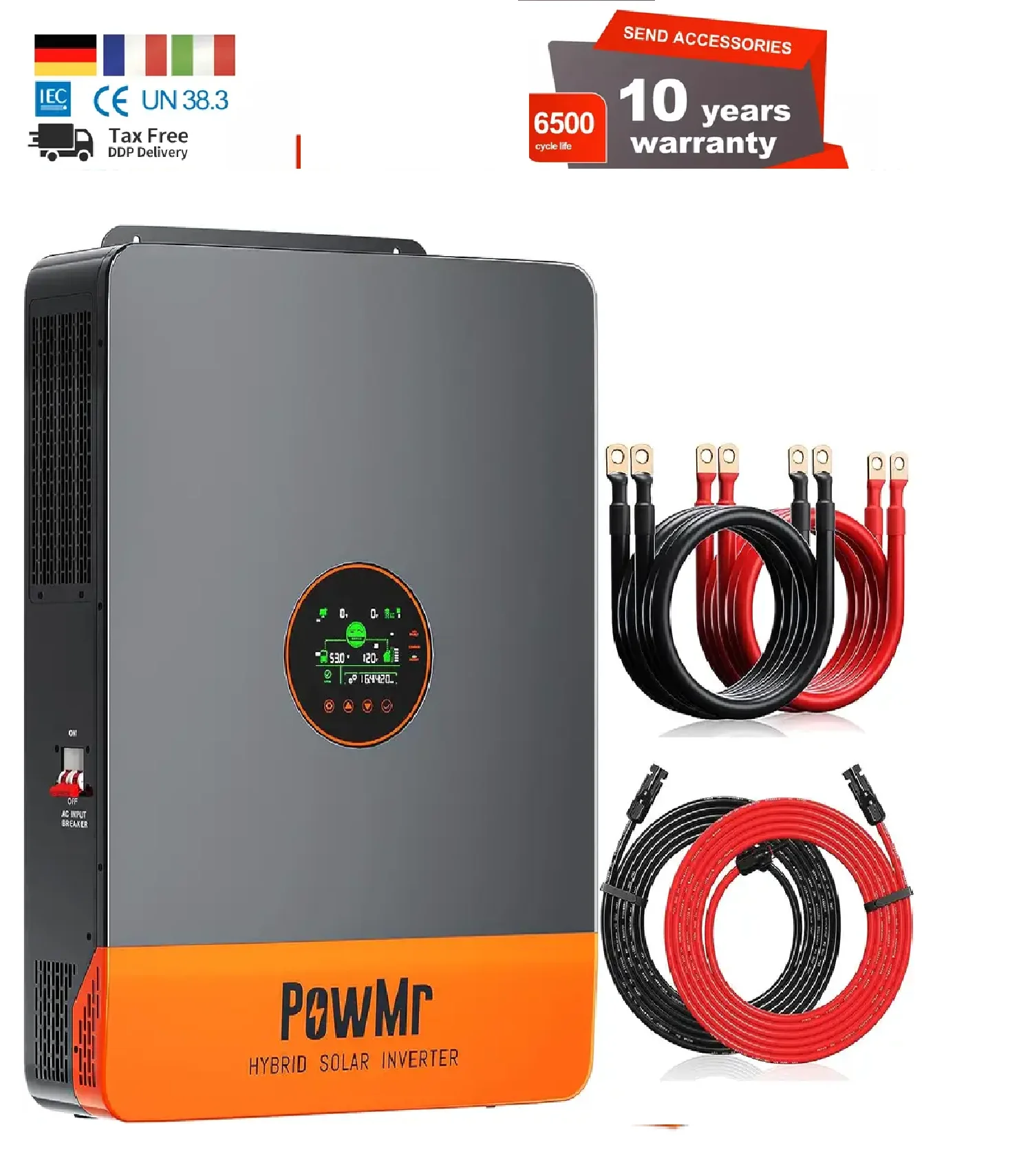 

PowMr Split Phase Hybrid Inverter 120V 240V 10Kw Pv Inverter Wifi Monitor 48V Single phase 110V charge gel lithium battery
