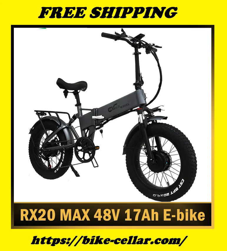 

2023 New CMACEWHEEL RX20MAX E-bike 750W*2 Powerful Dual motor Electric Bicycle 48V 17AH 20inch*4.0 Fat Tyre Foldable Ebike