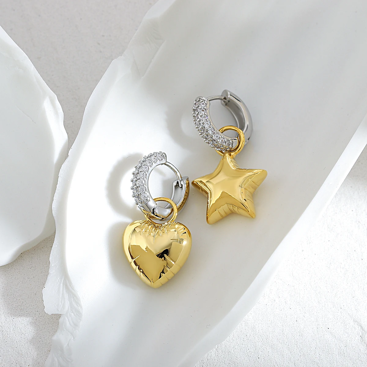 Серьги-кольца Greatera женские асимметричные ювелирные украшения с декором