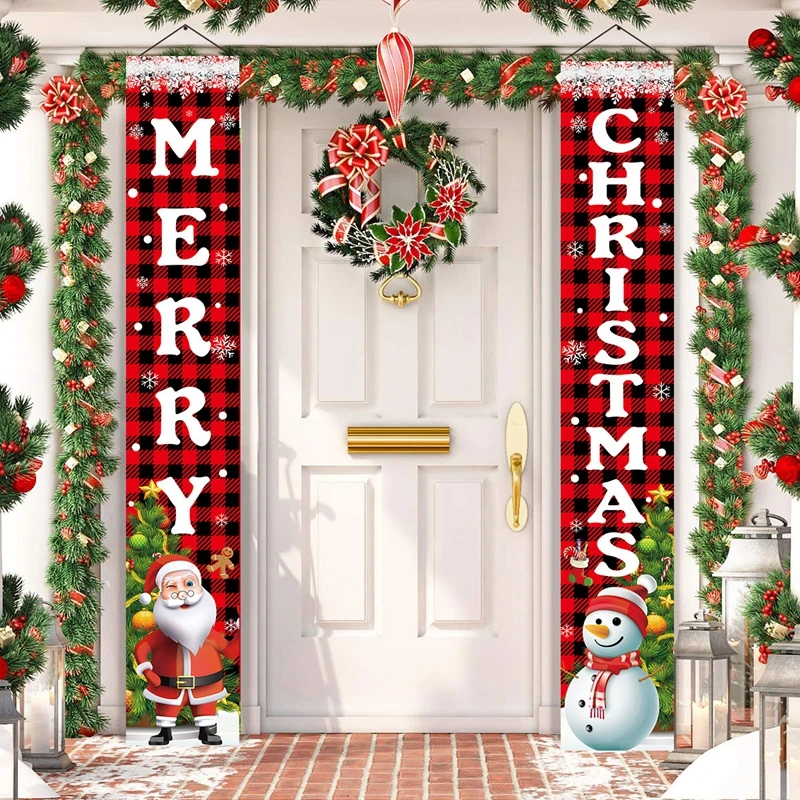 Christmas Door Decoration Merry Christmas Banner Decor for Home 2023 Hanging Christmas Ornament Navidad Happy New Year 2024 Gift