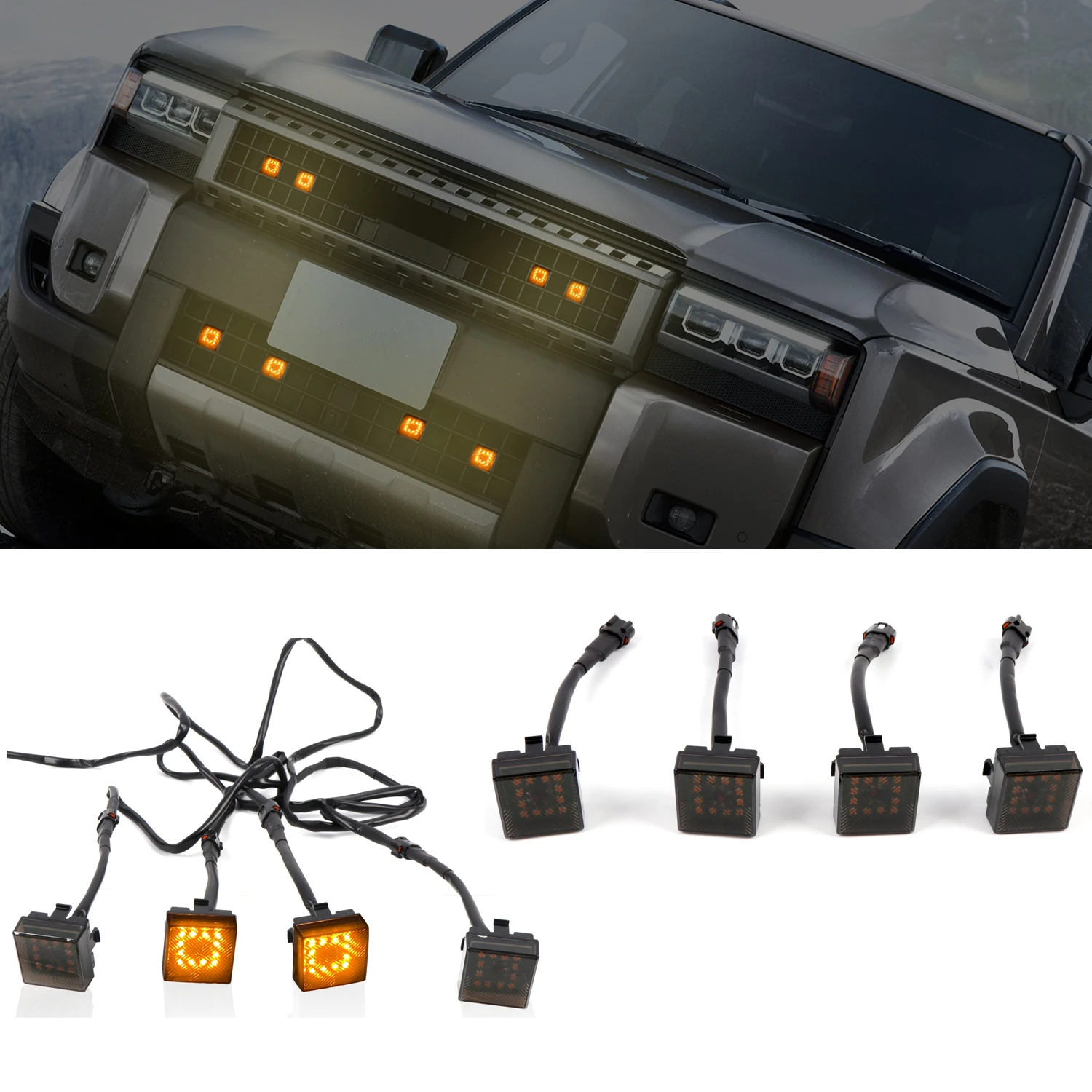

Для Toyota Land Cruiser Prado LC250/Lexus GX 550 2024 2025 автомобильные аксессуары верхняя и нижняя решетка светодиодный светильник янтарный свет DRL