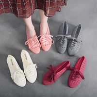 2022 autumn new hollow womens outdoor leisure four seasons flat shoes ladies pointed toe straps solid color casual shoes