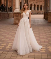 a line o neck hy416 wedding dress for women floor length tulle lace appliques charming elegant bridal gowns vestidos de novia