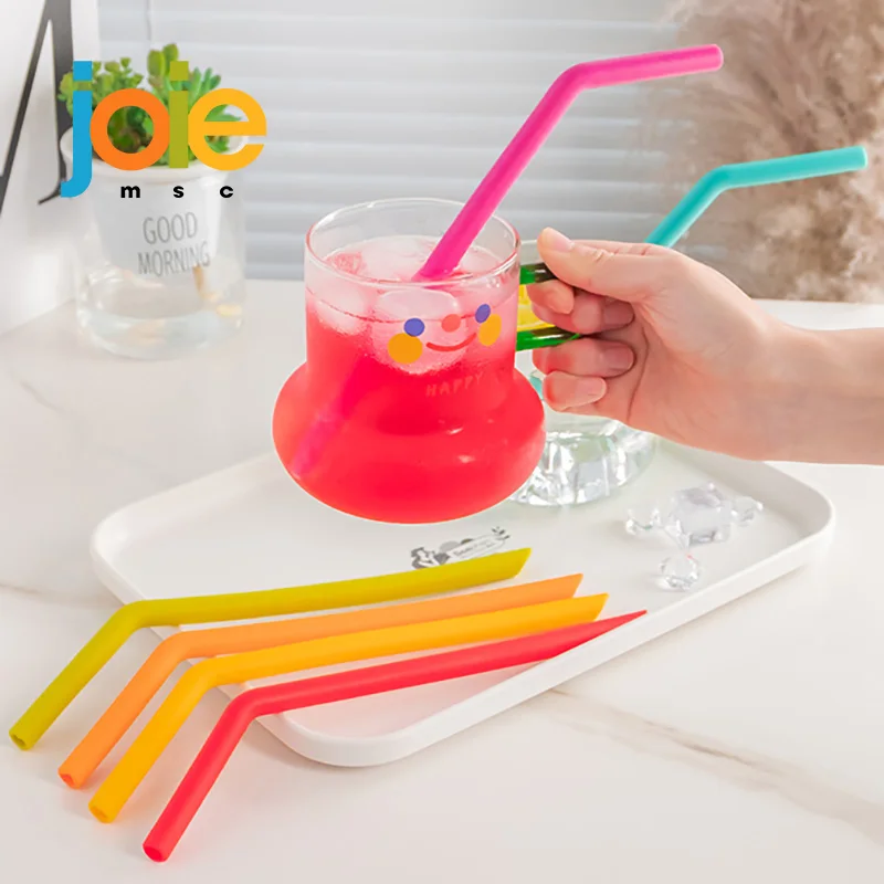 

Joie Set of 6 Rainbow Straws Eco-Friendly Reusable Silicone Smoothie Juice Milkshake Straws With Cleaning Brush Large Diameter