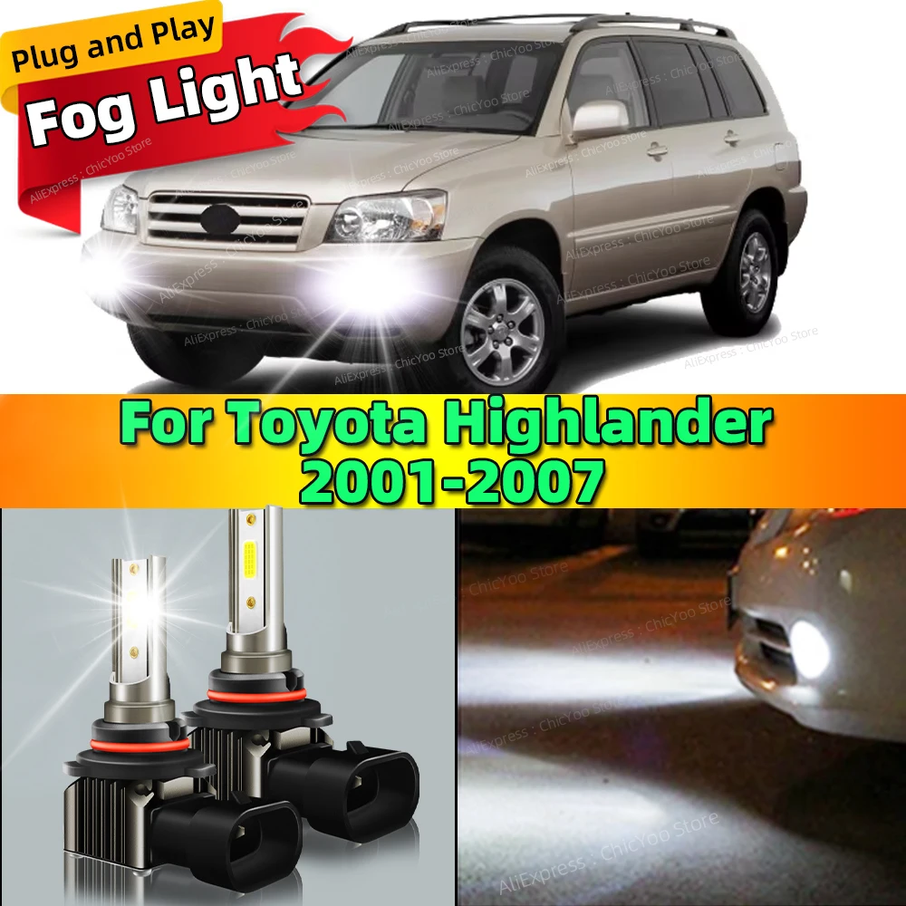 2 шт. светодиодные автомобильные передние противотуманные фары 6000K лампы для Toyota