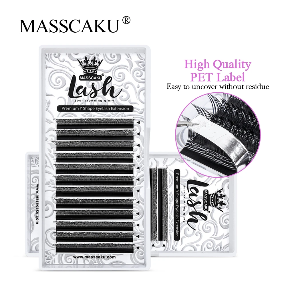 

MASSCAKU YY Shape Soft Silk Premade Fans Lashes Natural Volume Eyelashes Extension False Mink Individual Eyelashes Makeup Tools
