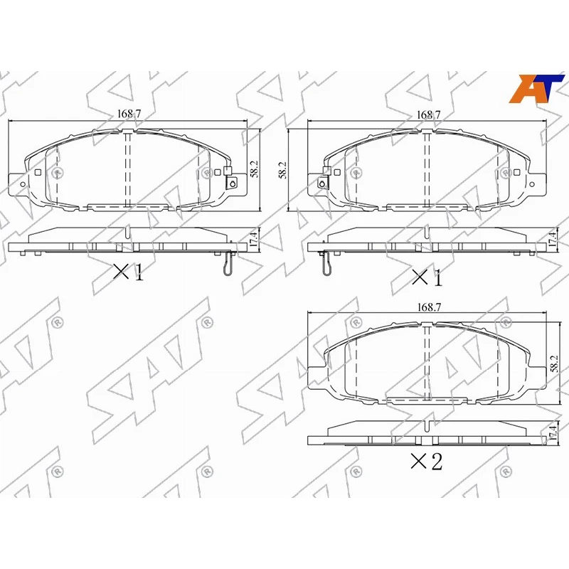 Колодки тормозные перед NISSAN ATLAS 07- ISUZU ELF SAT ST-28-0016 Передние колодки Расходники