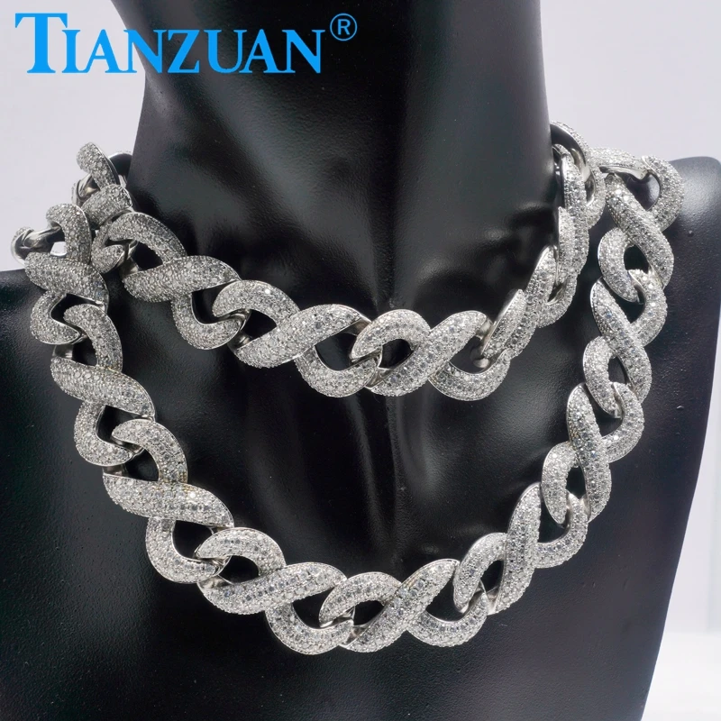 New Trendy  16mm Cuban Hip Hop Cuban Link Chain Choker Link Chain Necklace 925 silver Moissanite for Men Women Jewelry Gifts