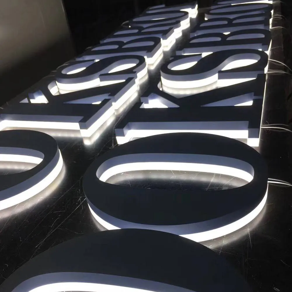 Custom Stainless steel led backlit signs, Outdoors Illuminated Channel Letters