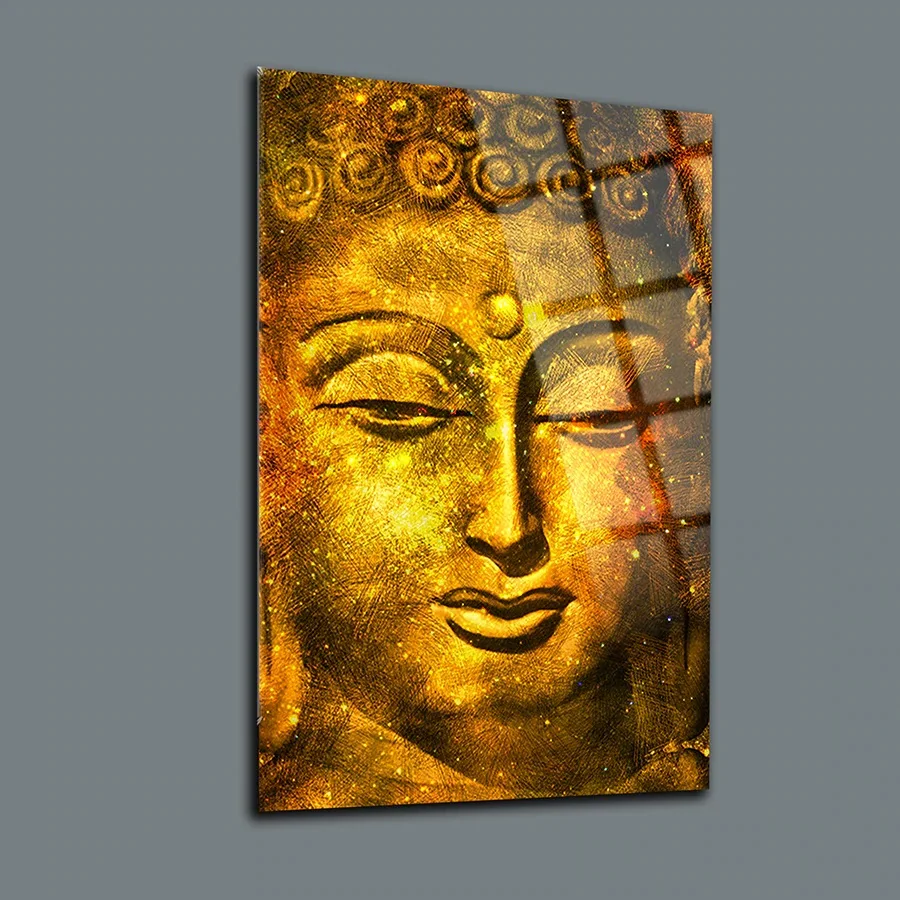 

Настенный декор Будды, стеклянное настенное искусство, бескаркасная свободная плавающая панель из закаленного стекла, украшение для дома, офиса, гостиной