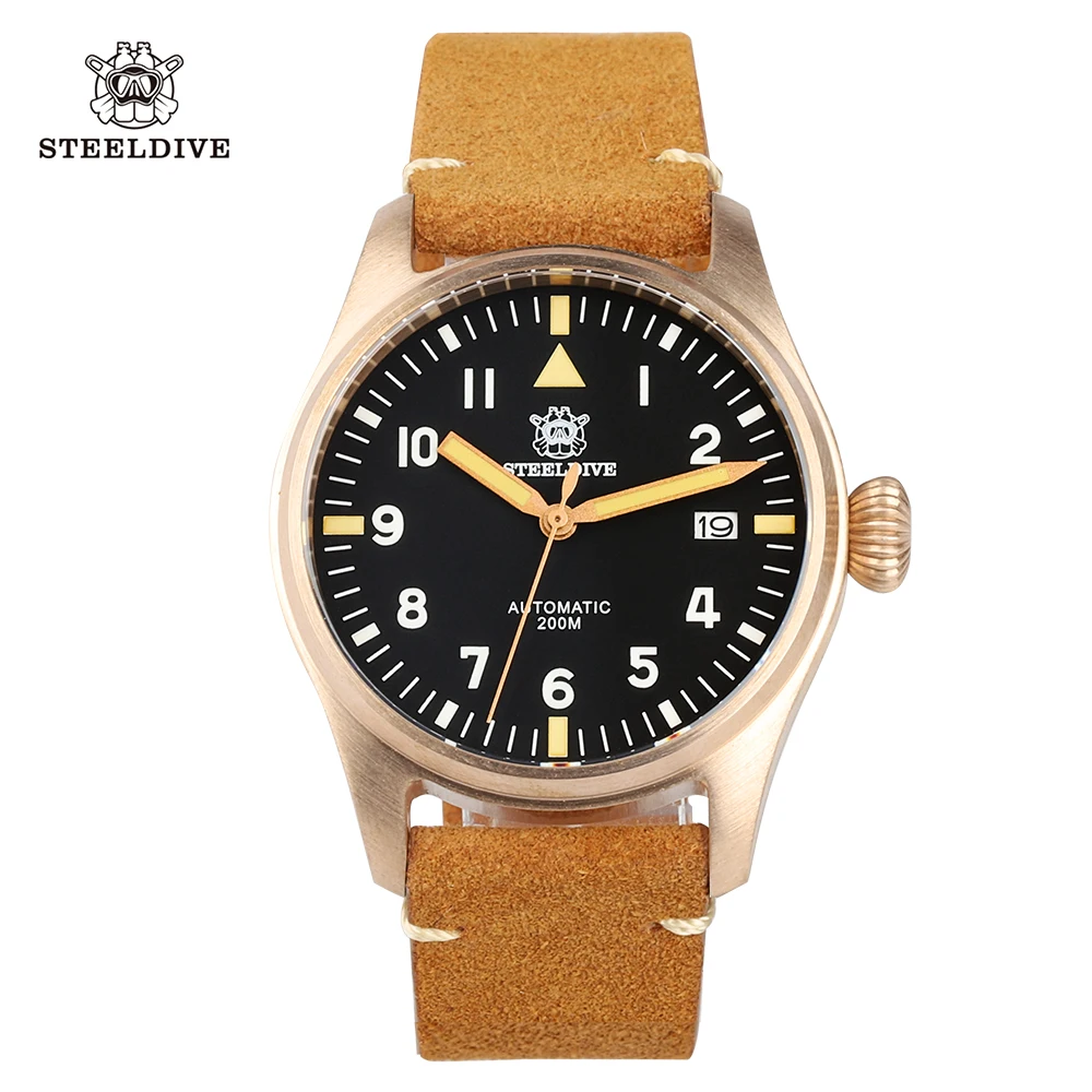 

Часы-пилот Steeldive SD1940S бронзовые, NH35, 39 мм, циферблат, Sapphire C3, светящиеся, 20 бар, водонепроницаемые часы Paulareis Relogio Nibosi