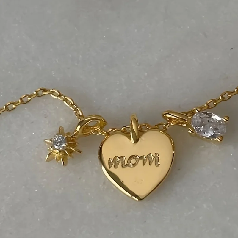 1 шт./позолоченная Женская цепочка с кулоном в виде сердца фианитами для мамы