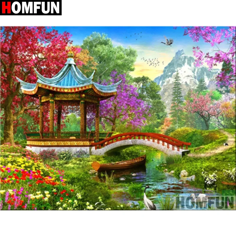 

Алмазная живопись HOMFUN «Цветы сада», картина из смолы 5D «сделай сам», вышивка крестиком, ручная работа, подарок