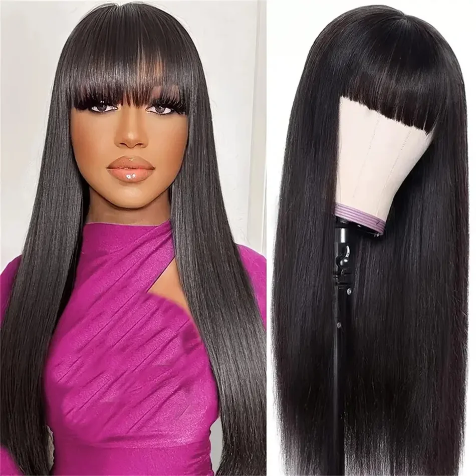 Бразильские Парики Из Натуральных Волос Для Женщин Прямые Полностью Машинное