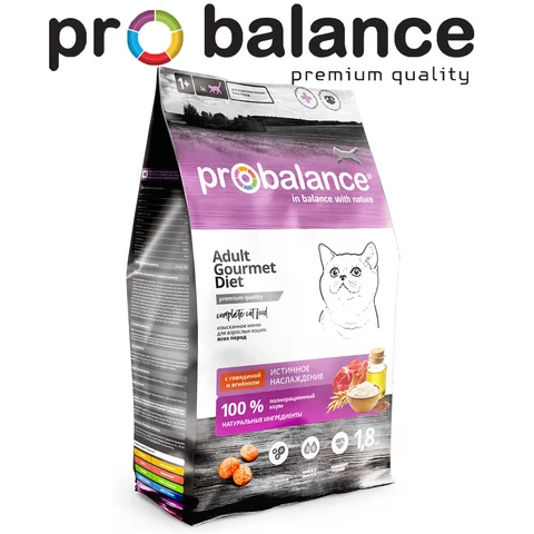 Сухой корм для кошек Probalance Gourmet Diet Beef & Lamb с говядиной и ягненком 1,8 кг