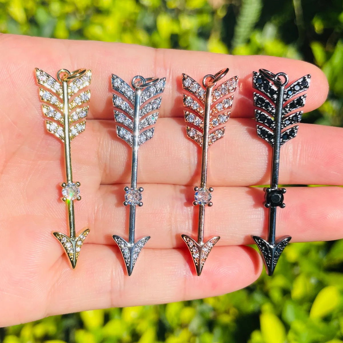 

5pcs Micro Pave Exquisite Arrow Pendants for Bracelet Necklace Keychain Making Bling Symbol Charm for Handmade Jewelry Accessory