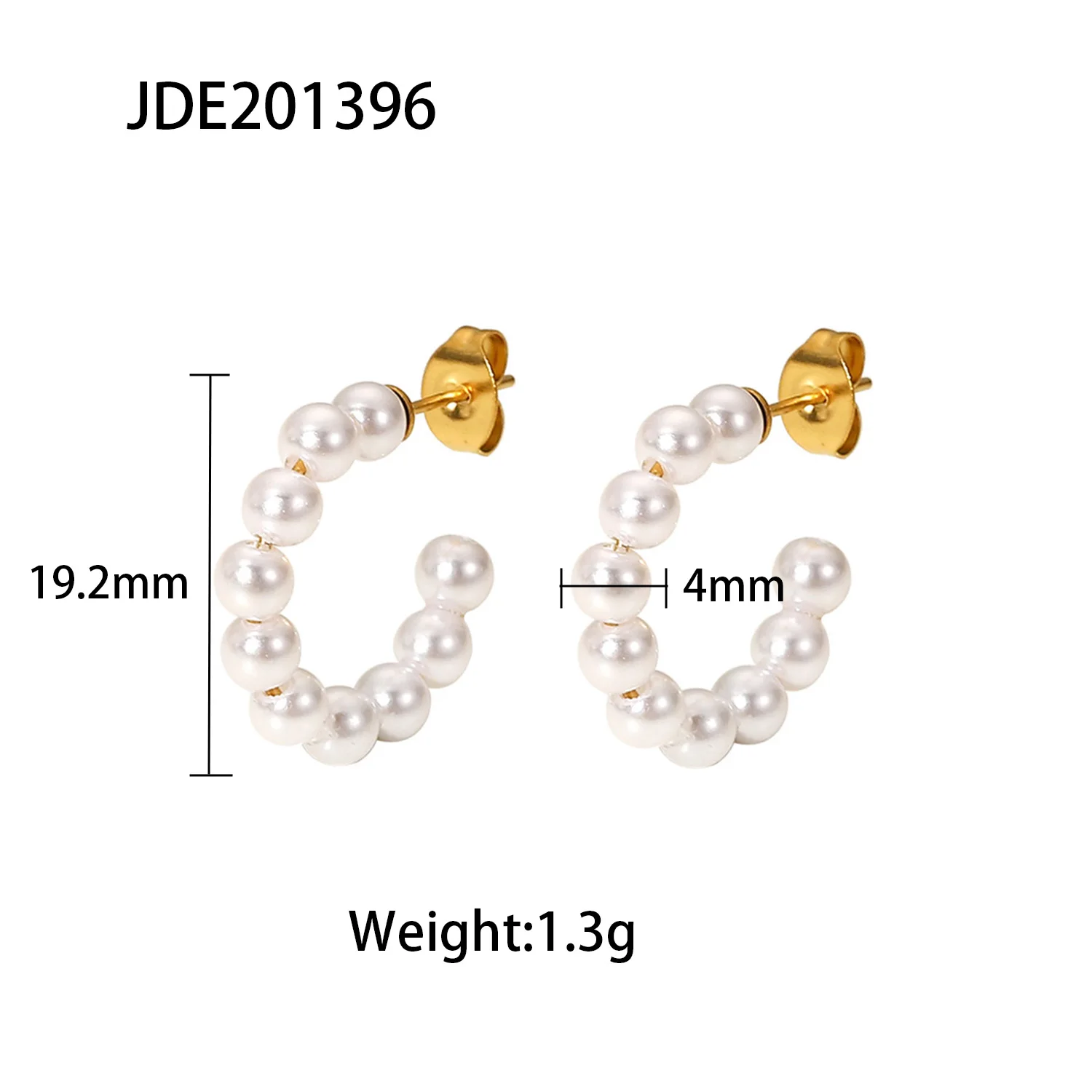 Серьги-кольца женские из нержавеющей стали под жемчуг
