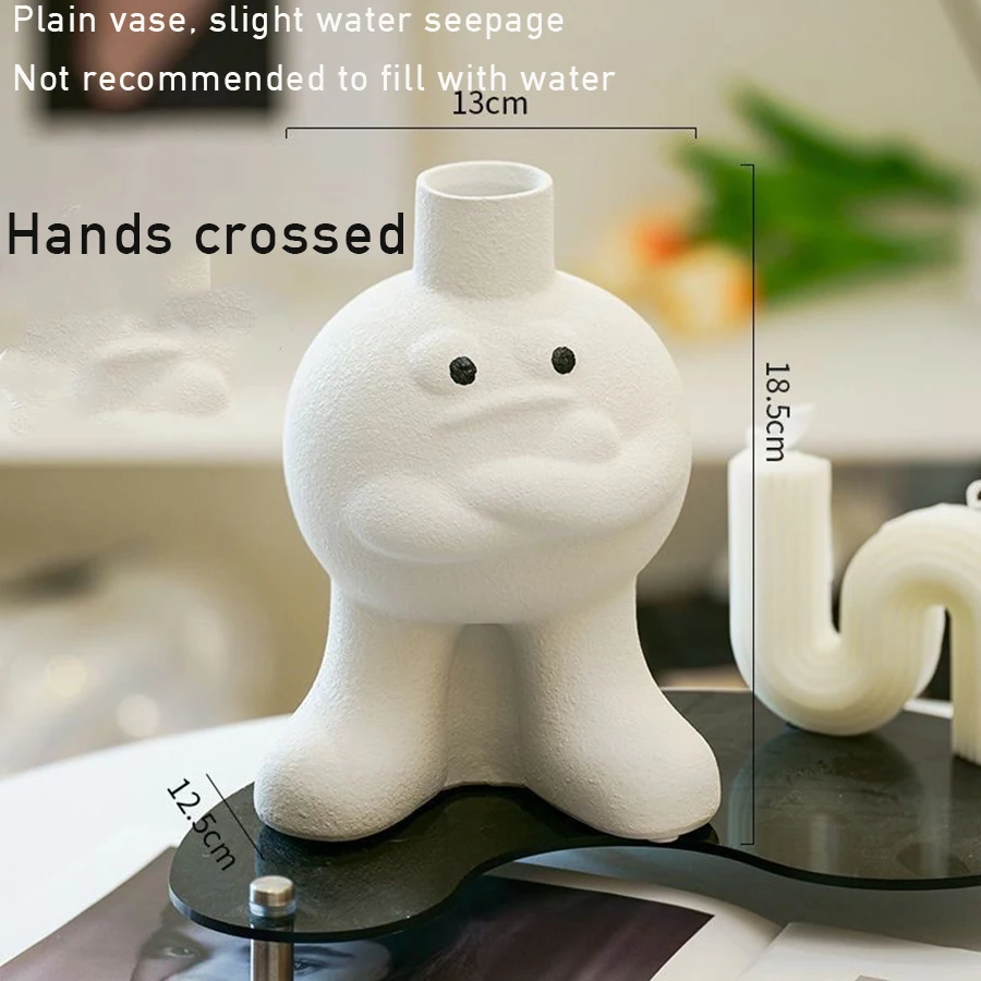 Креативная керамическая ваза для цветов милая трубчатая Emoji Kawaii украшение