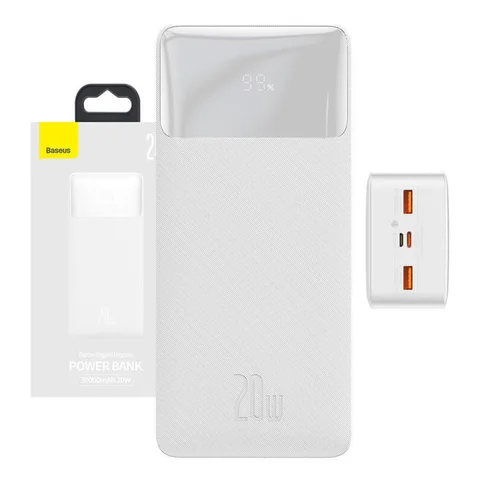Внешний аккумулятор Baseus 30000mAh 20W Bipow Fast Charging Digital Display (белый) PPBD050402