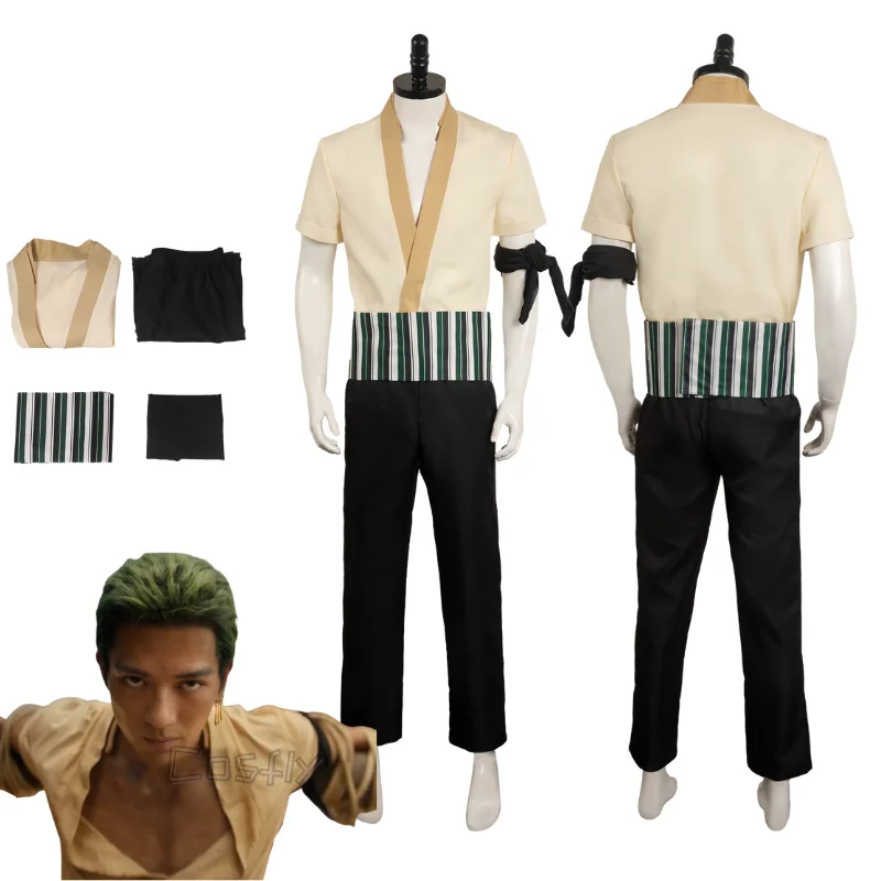 

Костюм ророноа Зоро для косплея, один предмет, Мужской Топ и штаны, одежда для ролевых игр, Карнавальная Маскировка на Хэллоуин