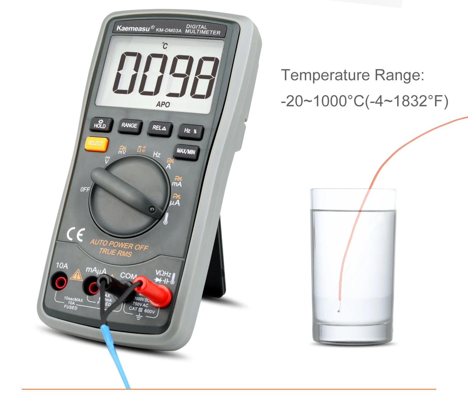 

Kaemeasu Digital Multimeter 6000 counts True RMS AC/DC Voltmeter Transistor Tester Frequency Diode Temperature KM-DM03A
