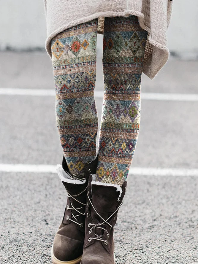 

Ladies Fashion Brushed Print Slim Fit Slim Boots Pants Casual Street Leggings