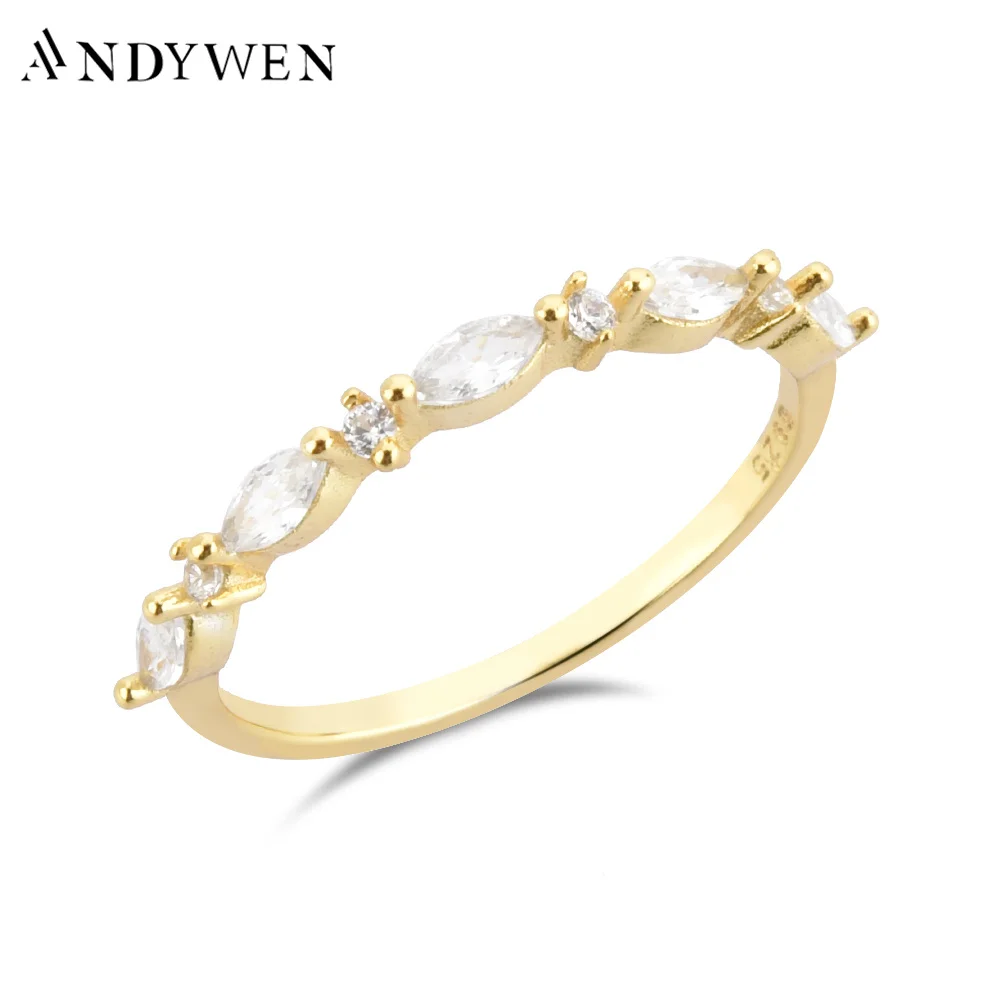 

ANDYWEN 925 Sterling Silver Custom Curved Wisp Band Fitted Rings For Corset Ring 2021 Women Luxury Wedding Jewellery CZ Zircon