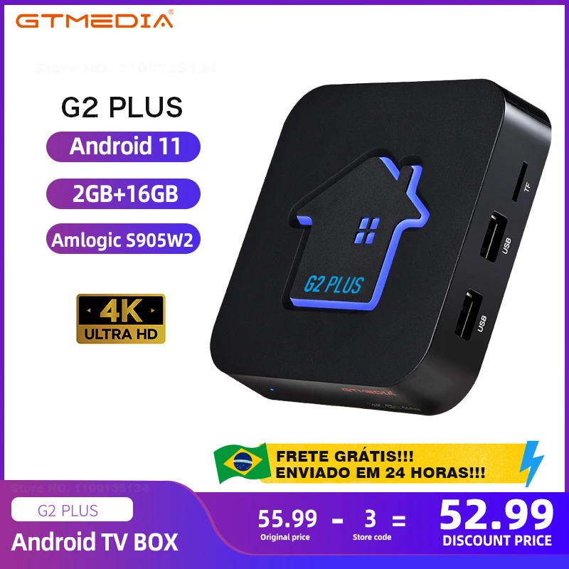 

2022 New GTMEDIA G2 PLUS Android 11 TV BOX,4K UHD Amlogic 905W2 Quad Core 2GB 16GB 2.4G WIFI Media Player Set Top Box