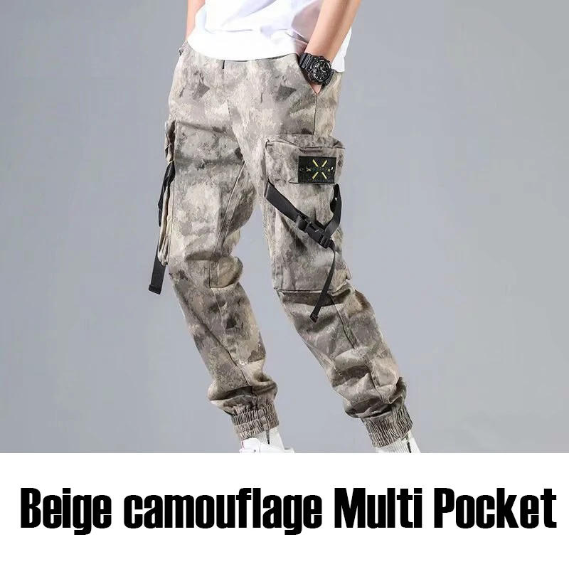 New Streetwear Men's Multi Pockets Cargo Harem Pants Hip Hop Casual Male Track Pants Joggers Trousers Fashion Harajuku Men Pants
