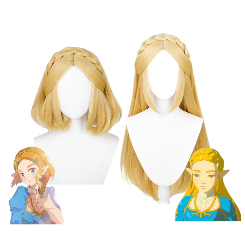

Парик для косплея принцессы Zelda: дышащая Дикая принцесса, короткий парик, длинный золотой парик, термостойкие синтетические волосы, карнавал, реквизит на Хэллоуин
