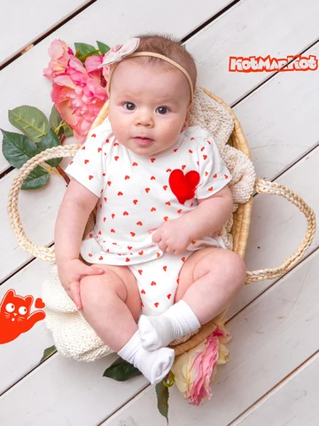 Боди платье для новорожденного, Little LOVE, КОТМАРКОТ, 9260431, белое с принтом сердце, хлопковый трикотаж