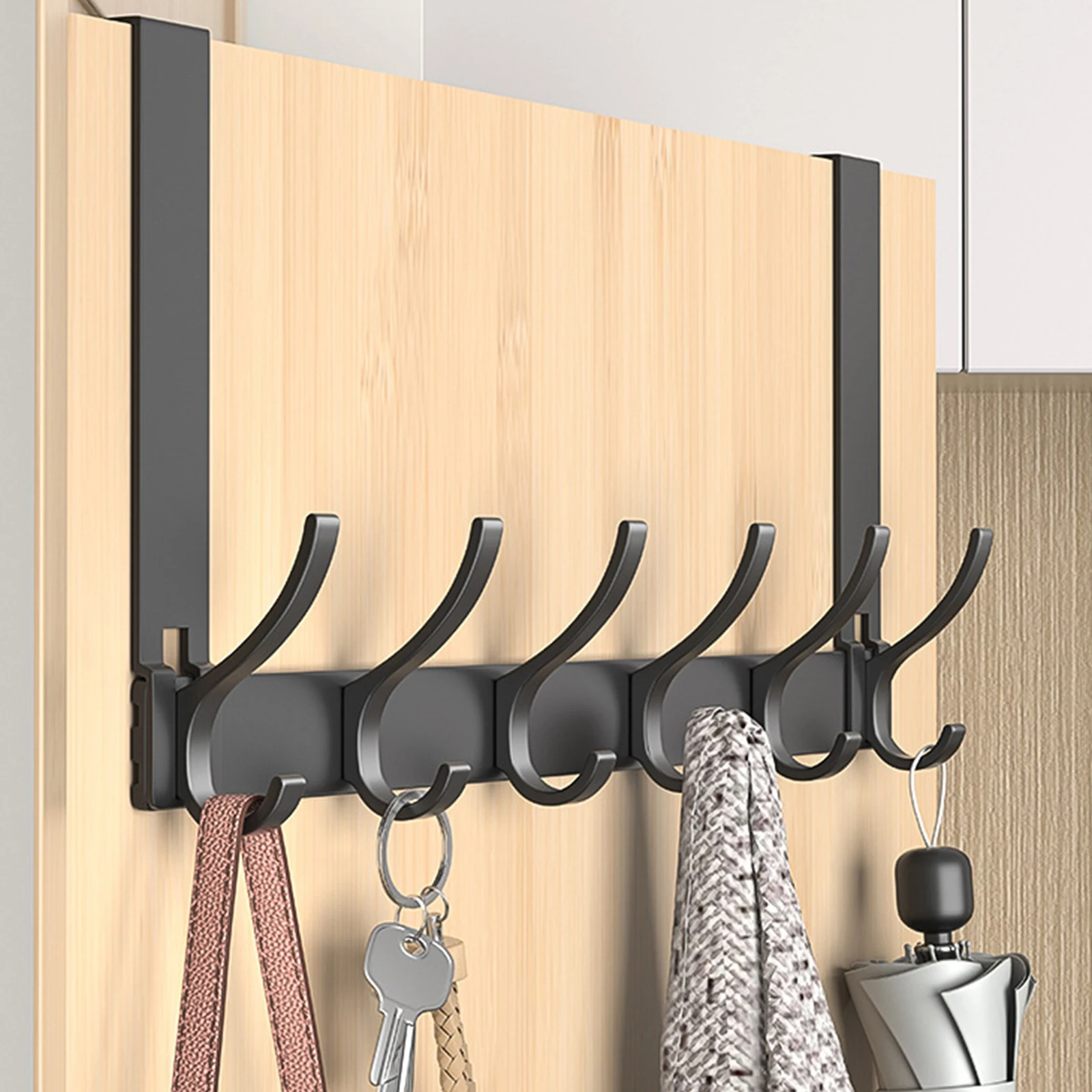 Вешалка для одежды на задней двери 6 крючков Без сборки повреждений Дверной
