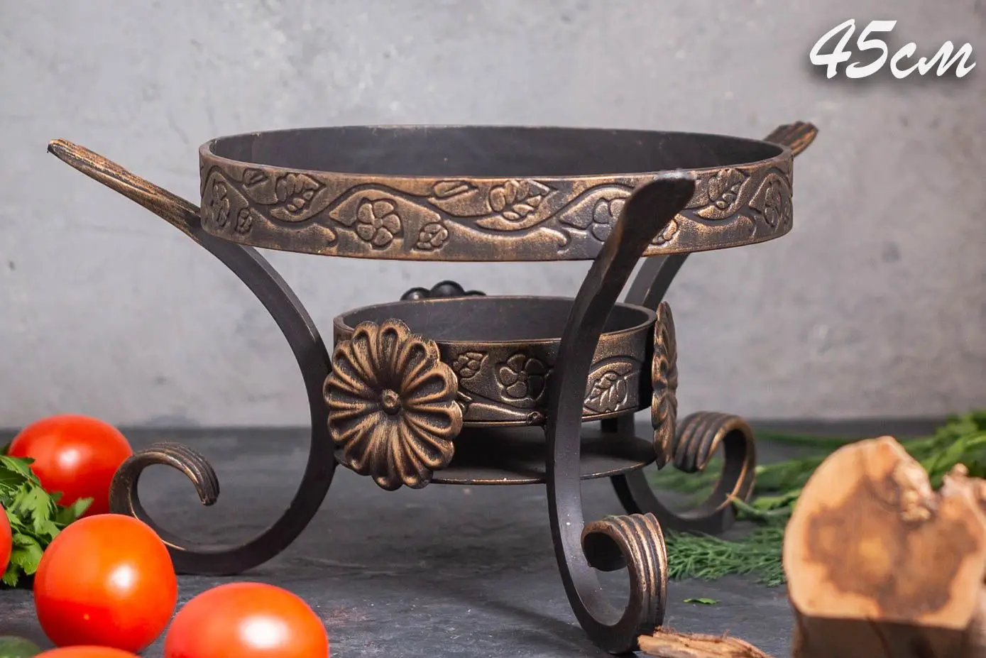 Сковорода Садж из стали 45 см с подставкой Карфаген