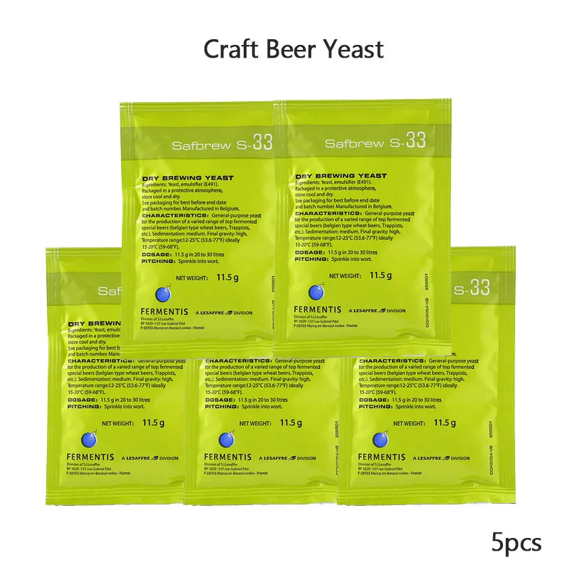 

5pcs Brew Yeast for Beer Home Brewing Craft Beer Brewing Yeast Full Fermentation Kit Beer Yeast Powder 11.5g Belgian Ale