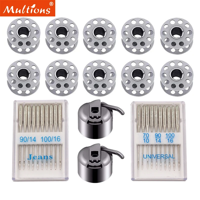 

32pcs/set Sewing Machine Needles Metal Sewing Machine Bobbins With Stainless Steel Stitch Thread Bobbin Holder Case Sewing Tools