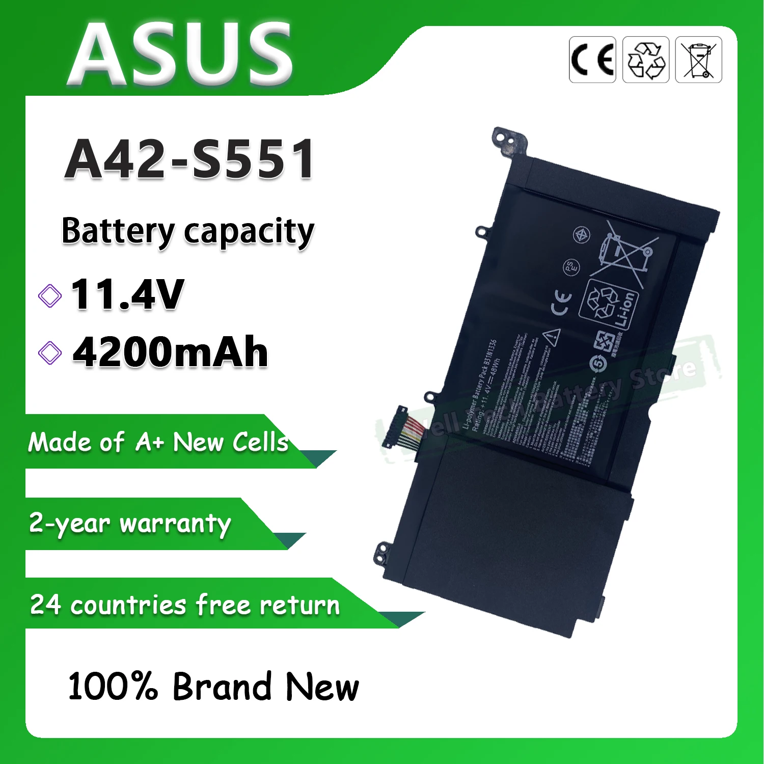 11 4 V 4200mAh A42-S551 B31N1336 Аккумулятор для ноутбука ASUS S551 K551 S551L K551L C31-S551 3ICP7/65/80