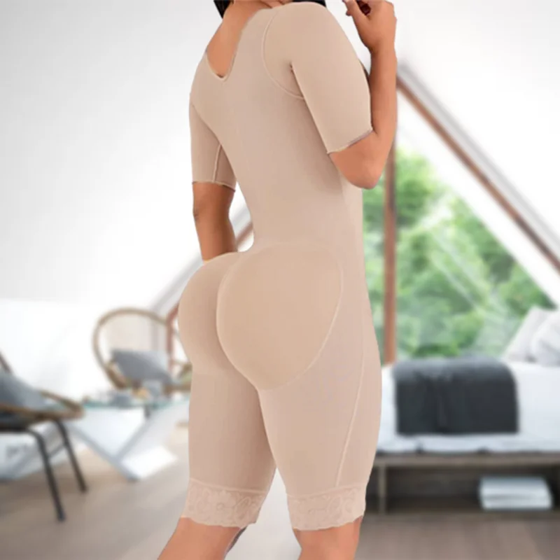 Fajas Postpartum One Piece Compression Girdle Brooch Sleeves Tummy Control Corset Abdomen Butt Lifter Panties Cincher Girdle