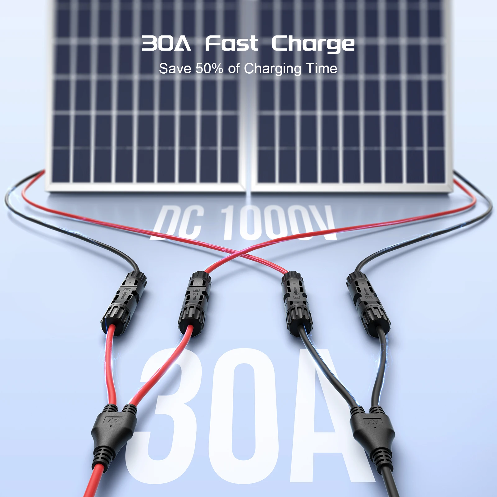 Солнечные разъемы Y-образный кабель 30А параллельный адаптер солнечного кабеля
