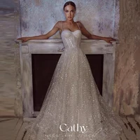 cathy romantic sweetheart wedding dresses delicate glitter a line bridal wedding robe custom vestidos de boda