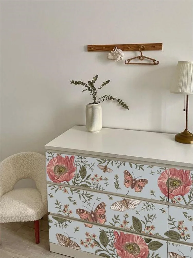 

Funlife®Водонепроницаемые обои с изображением бабочки и анемона, наклейка на мебель с маргаритками для туалетного столика, шкафа, домашний дек...