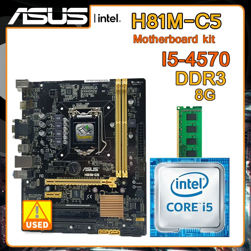    ASUS H81M-C5   Core I5 4570  DDR3 RAM 8G LGA 1150 Intel H81 USB3.0 PCI-E 2, 0 Micro ATX