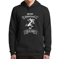 never underestimate an old man hoodies retro funny saying jokes dad gift men clothing casual soft hooded sweatshirt