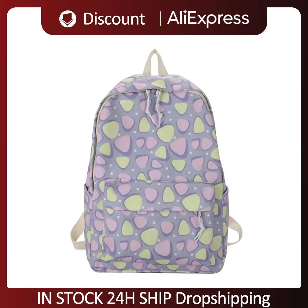 

Нейлоновая школьная сумка, повседневная красочная сумка для телефона, большой емкости, студенческий рюкзак, сумка-шоппер с каменным узором, простая женская пригородная сумка