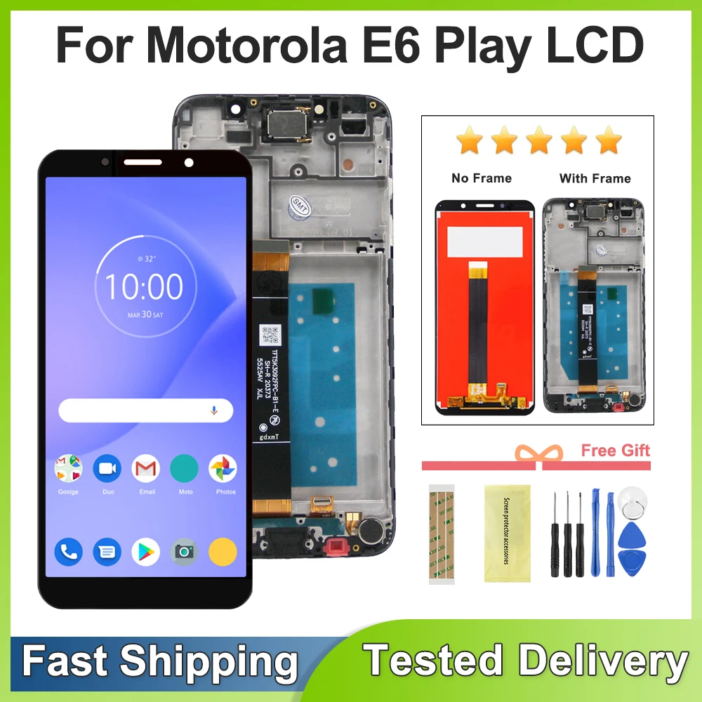 ЖК-дисплей для Motorola Moto E6 Play сенсорная панель дигитайзер в сборе XT2029 фотография