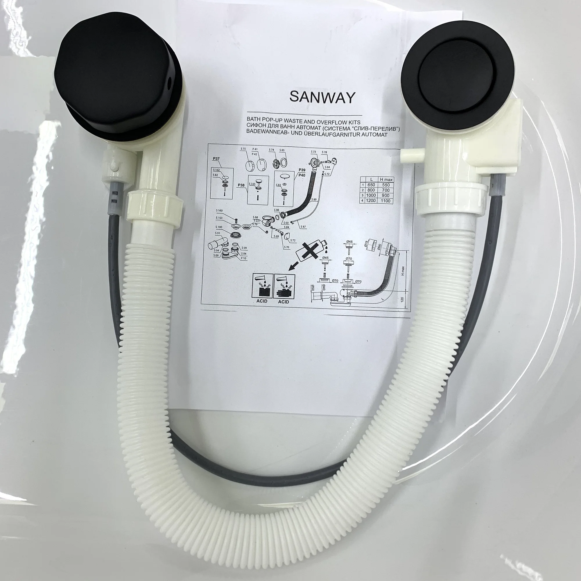 перелив для ванной черный