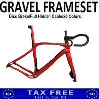 Custom logo Dark Red Black Disc Brake Grevil Carbon Frame Gravel Road Bike Frameset and Handlebar