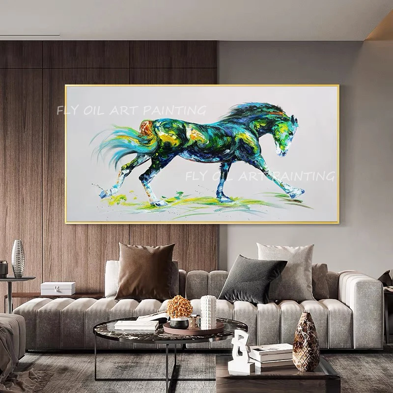 

100% Hand Painted Big Size Modern Abstract running horse body cool animal picture oil painting no frame on canvas wall decor