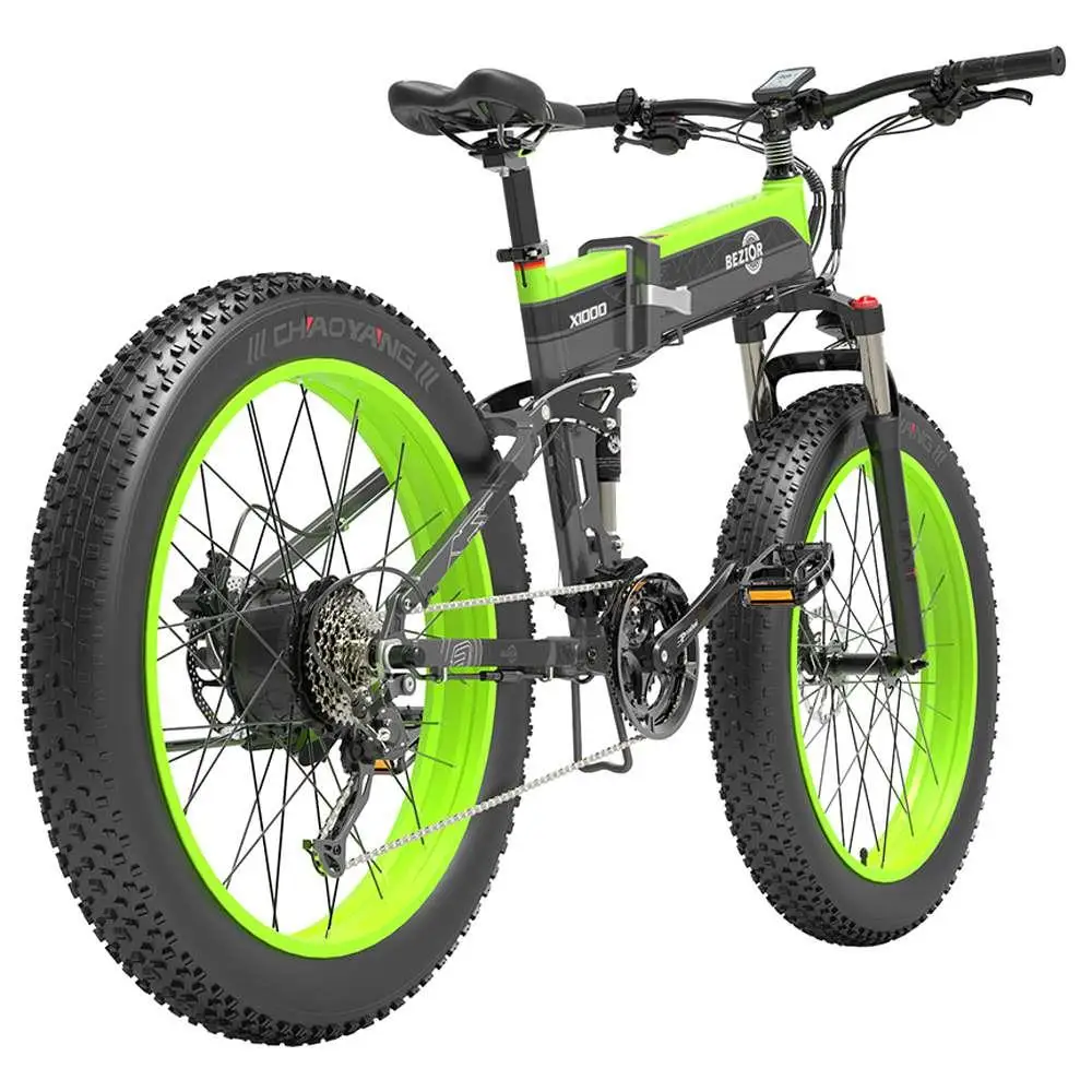 

HIGH QUALITY AZ ON EU stock Bezior x1000 folding electric bicycle 26 inch 40km/h 500W 1000W 1500W 48V 12.8Ah fat tire off road